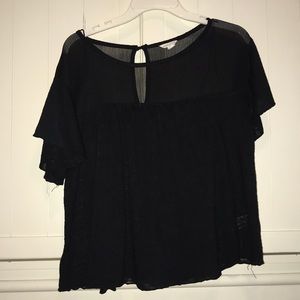 Black sheer short sleeve shirt